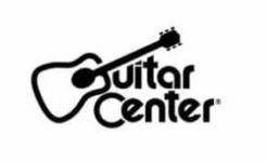 The guitar center logo is black and white and shows a guitar.