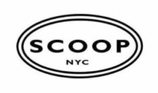 A black and white logo for scoop nyc on a white background.