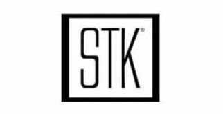 A black and white logo for a company called stk.