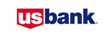 The logo for us bank is red and blue with a red shield.