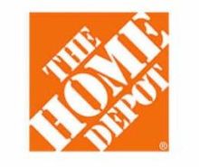 The home depot logo is orange and white on a white background.