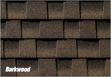 A close up of a roof with the word barkwood on it.