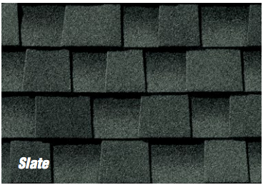 A close up of a slate roof shingle.