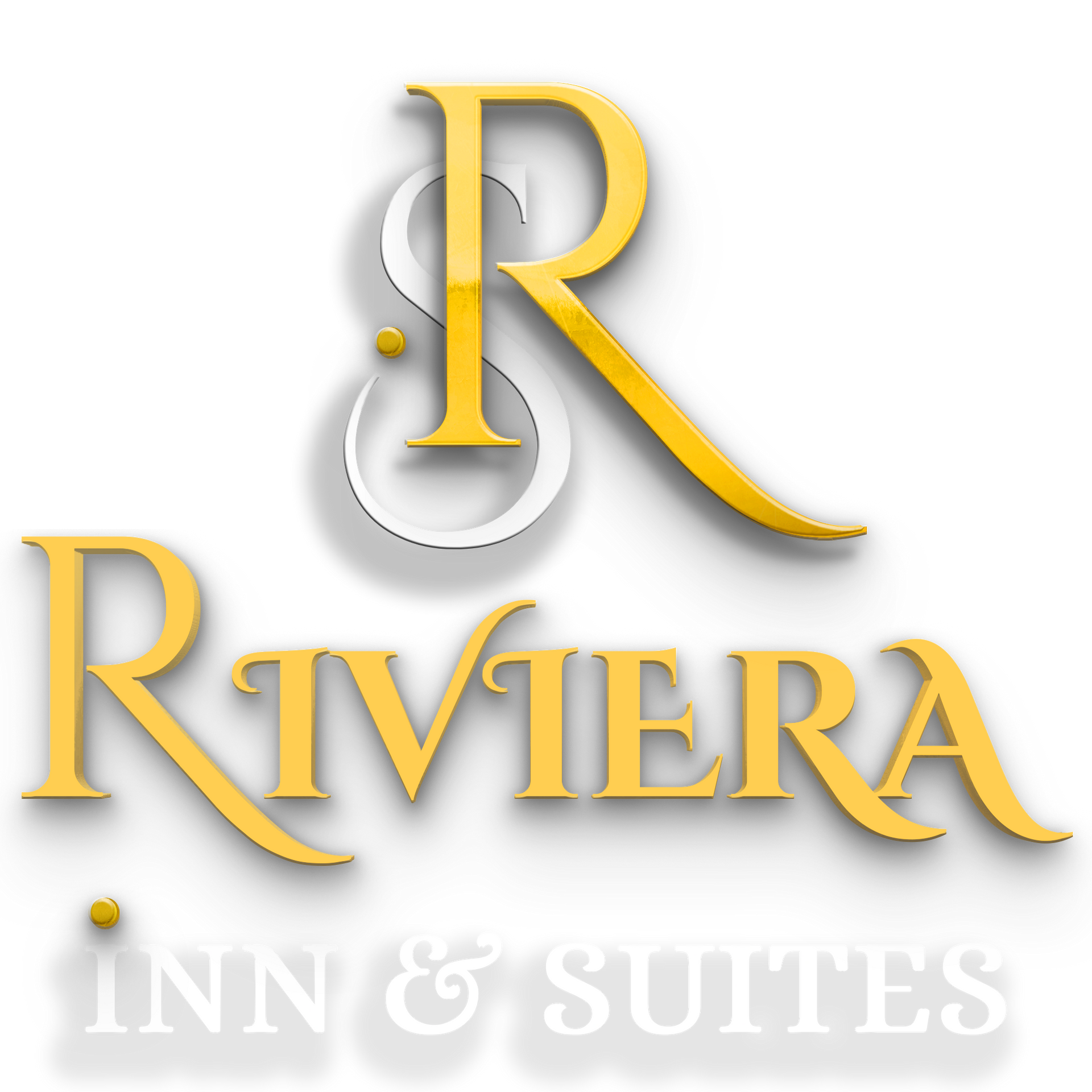 a logo for riviera inn and suites with a white background