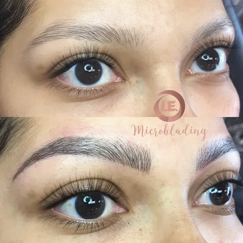 A before and after photo of a woman 's eyebrows
