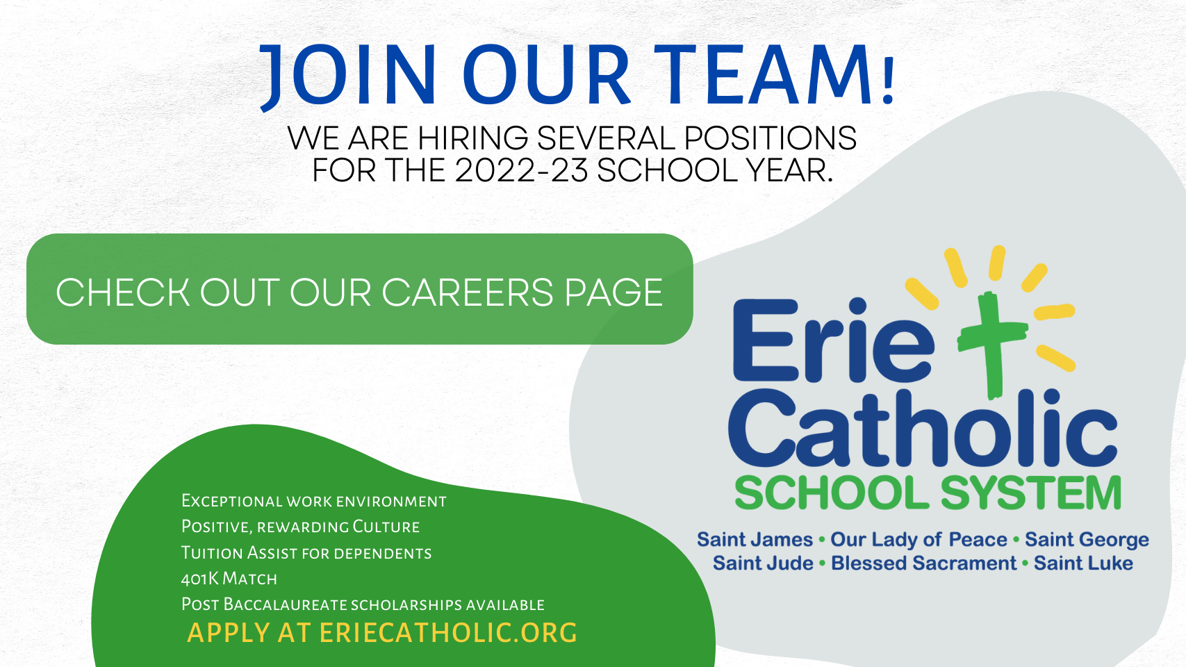 An advertisement for the erie catholic school system