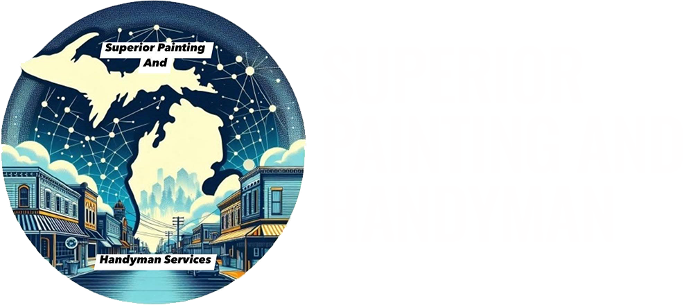 Logo with Michigan map, downtown scene, and text "Superior Painting And Handyman Services".