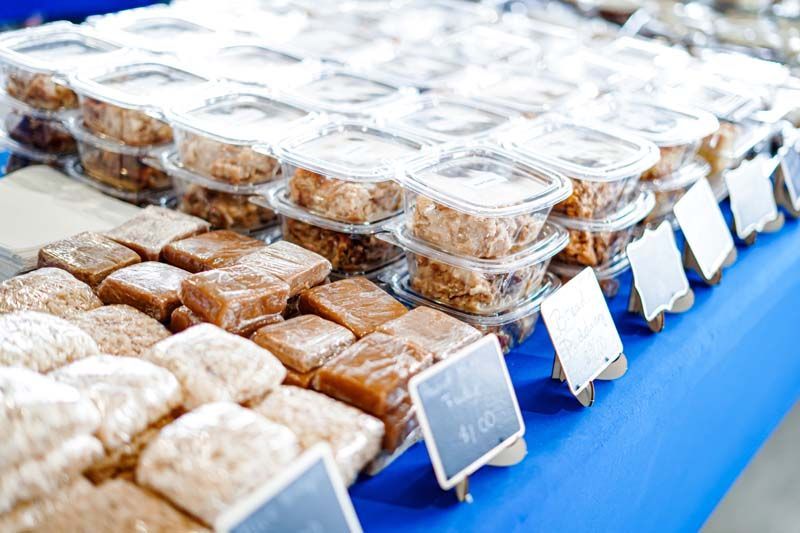 There are many different types of food on the table.