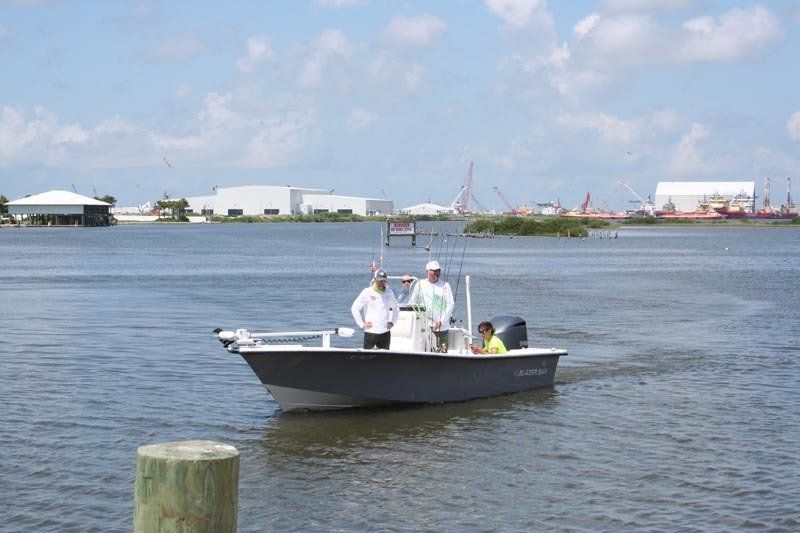 A boat is floating on a body of water