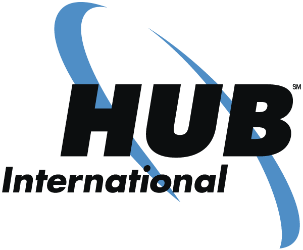 A black and blue logo for hub international