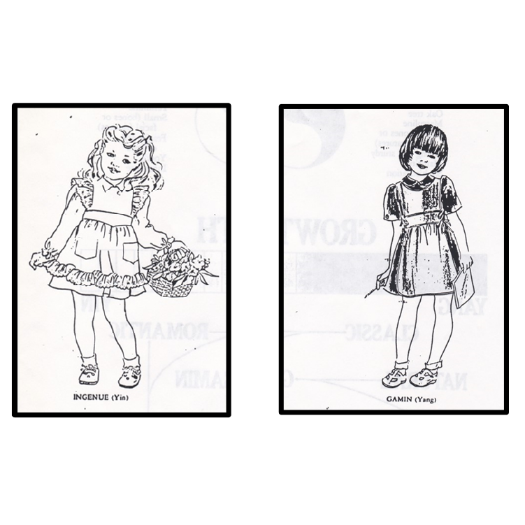 Yin & Yang: A black and white drawing of two little girls standing next to each other.