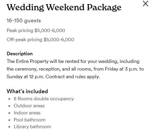 wedding ceremony pricing 
