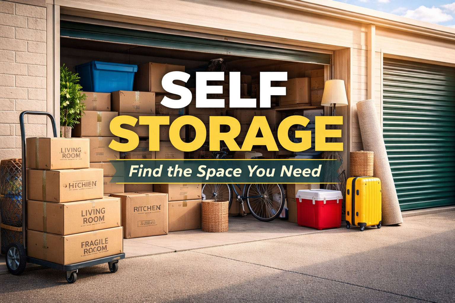 Self storage unit with boxes and household items at Mosquito Creek Storage in Trumbull County Ohio