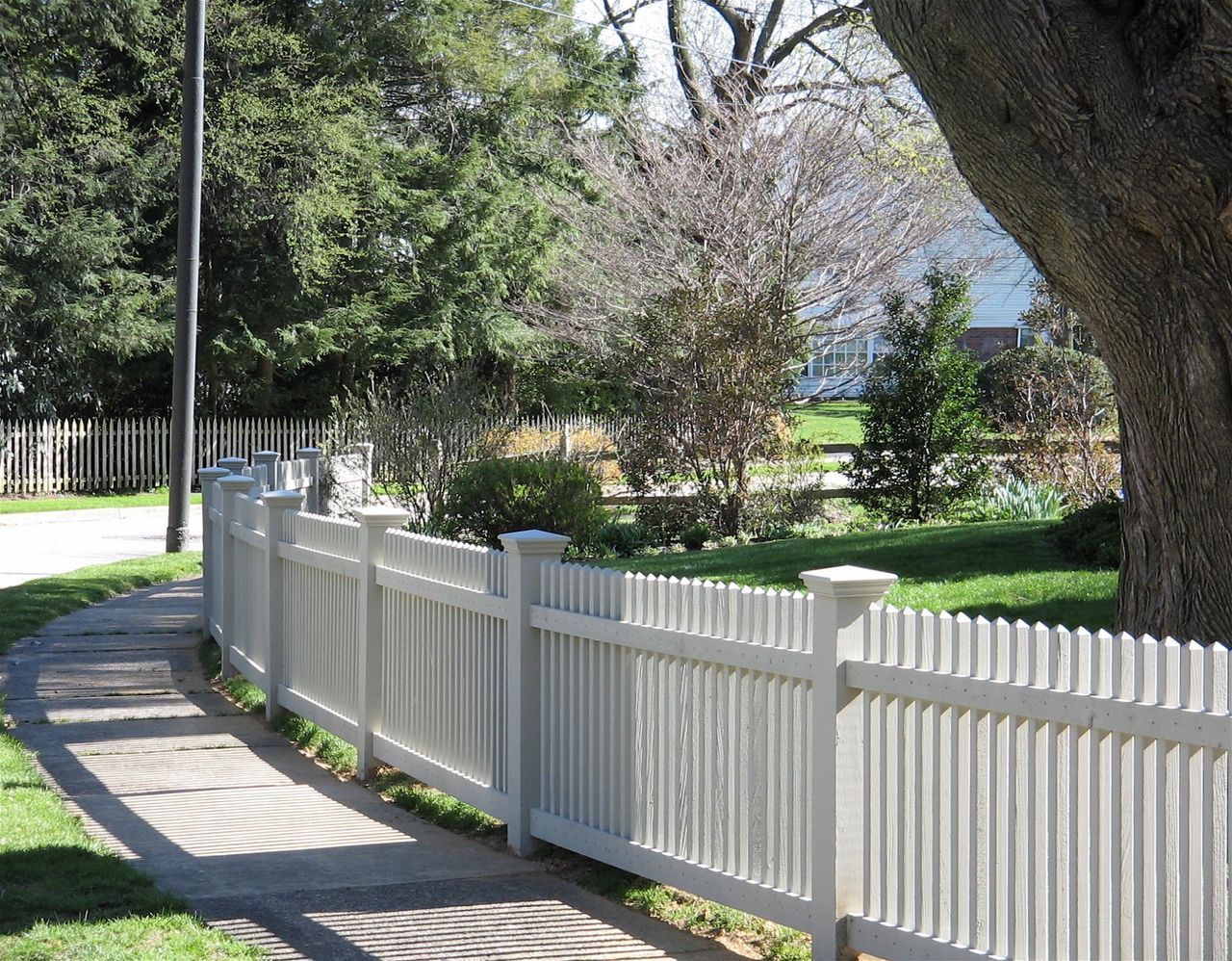 White Two By Two Picket Fence Beside Walkway — Hatboro, PA — Main Street Fence