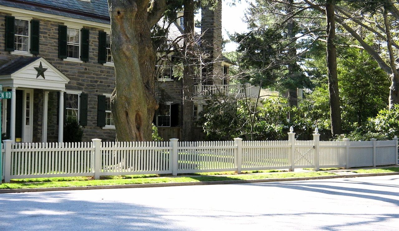 View Of Two By Two Picket Fence Beside Tree — Hatboro, PA — Main Street Fence
