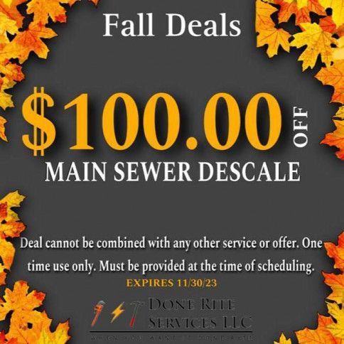 $100 Off Main Sewer Descale