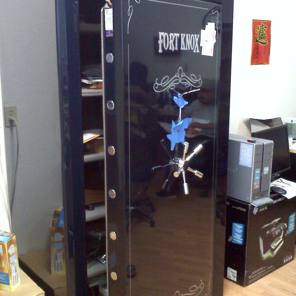 A black safe with fort knox written on it