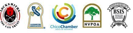 A row of logos including chicochamber nypoa and locksmiths trust
