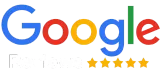 Google logo with five stars below, indicating a 5-star rating.
