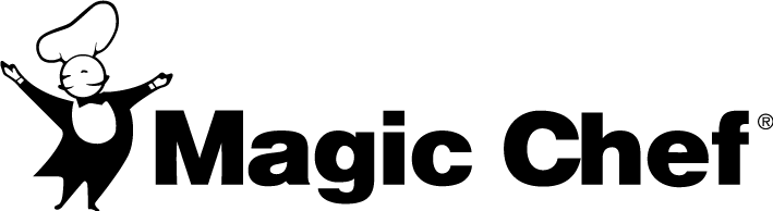 Magic Chef logo featuring a chef character with arms outstretched and the brand name in bold font.