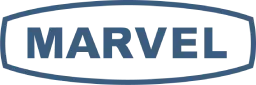 Marvel logo in white text on a red background.