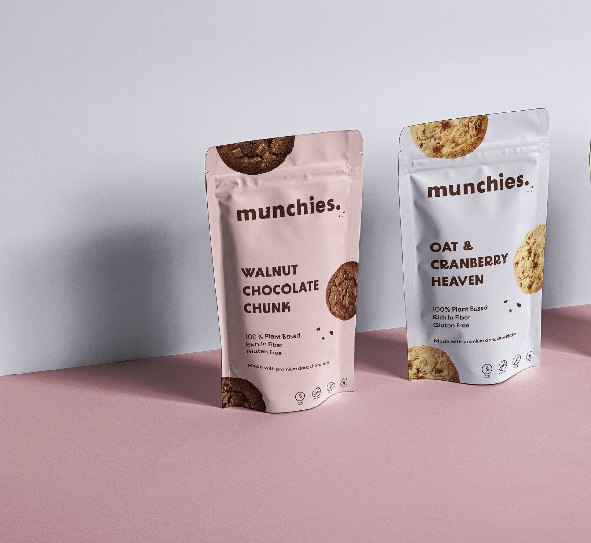 Three bags of munchies are sitting on a table