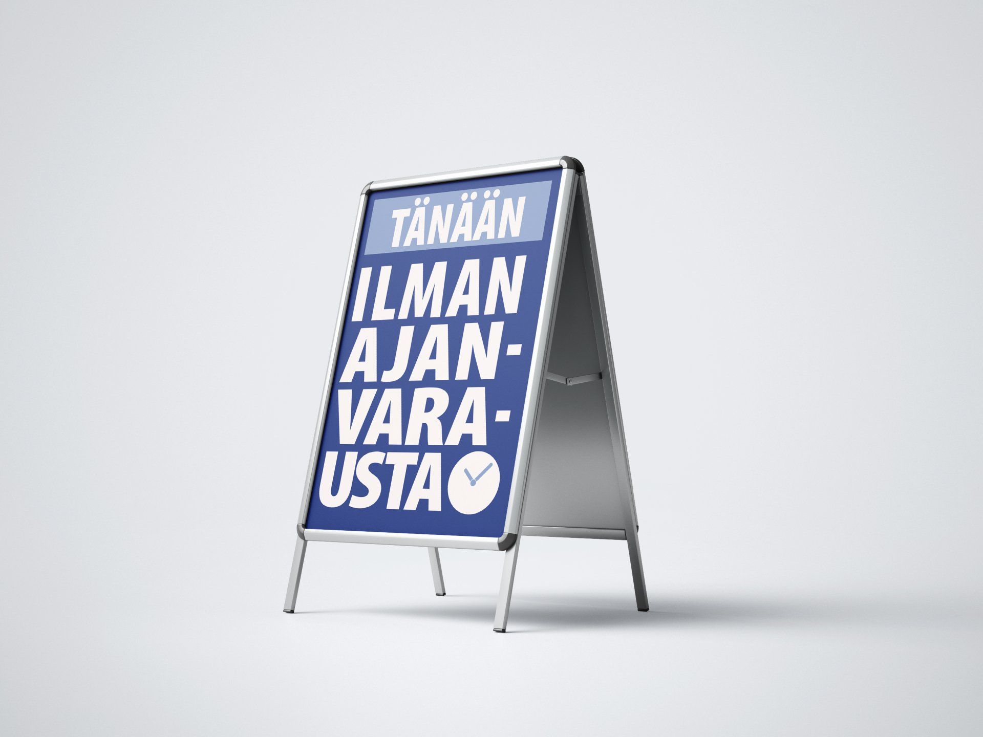 A sign that says ilman ajan varausta  on it