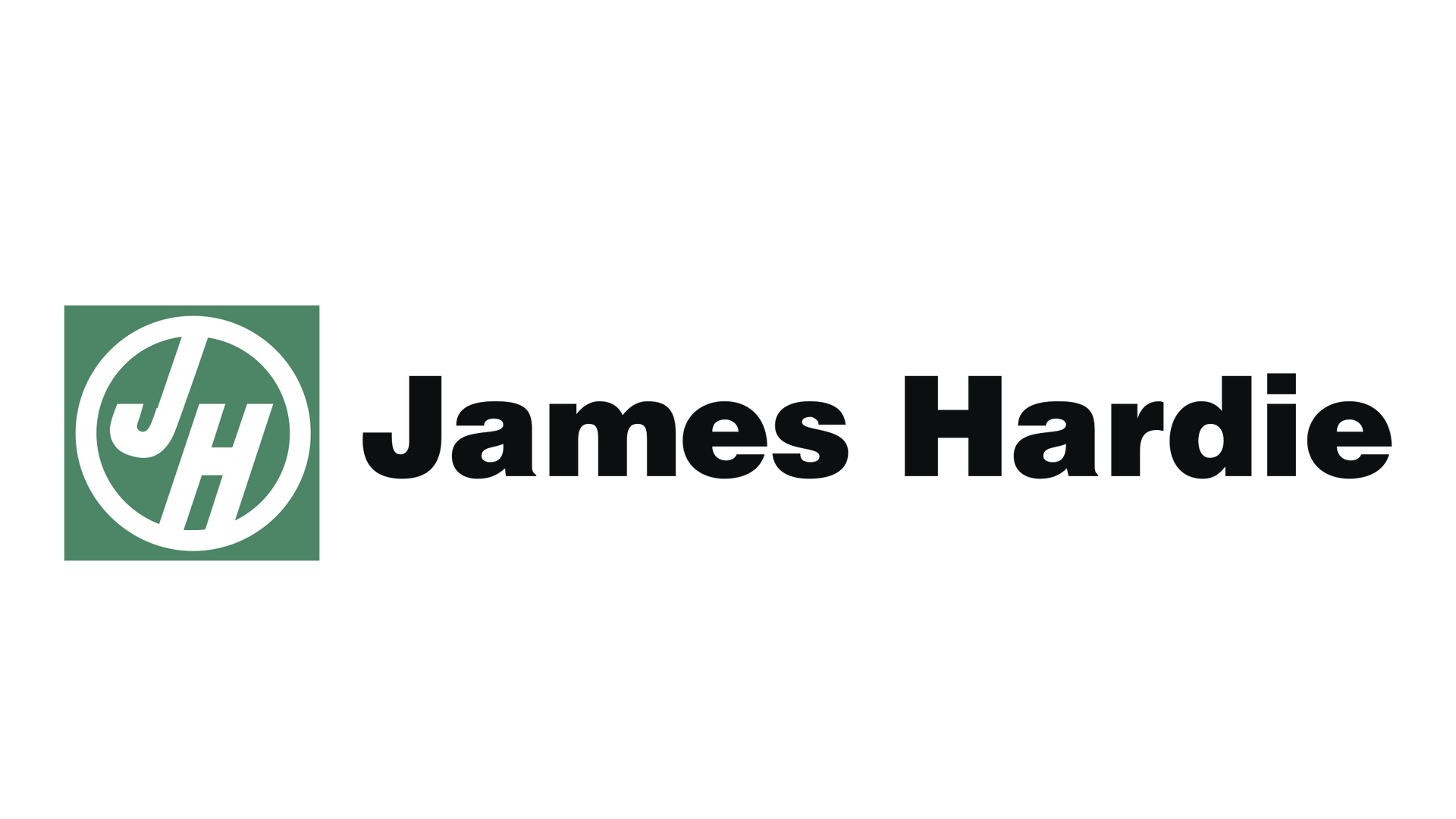 The green square logo of James Hardie containing the white letters 