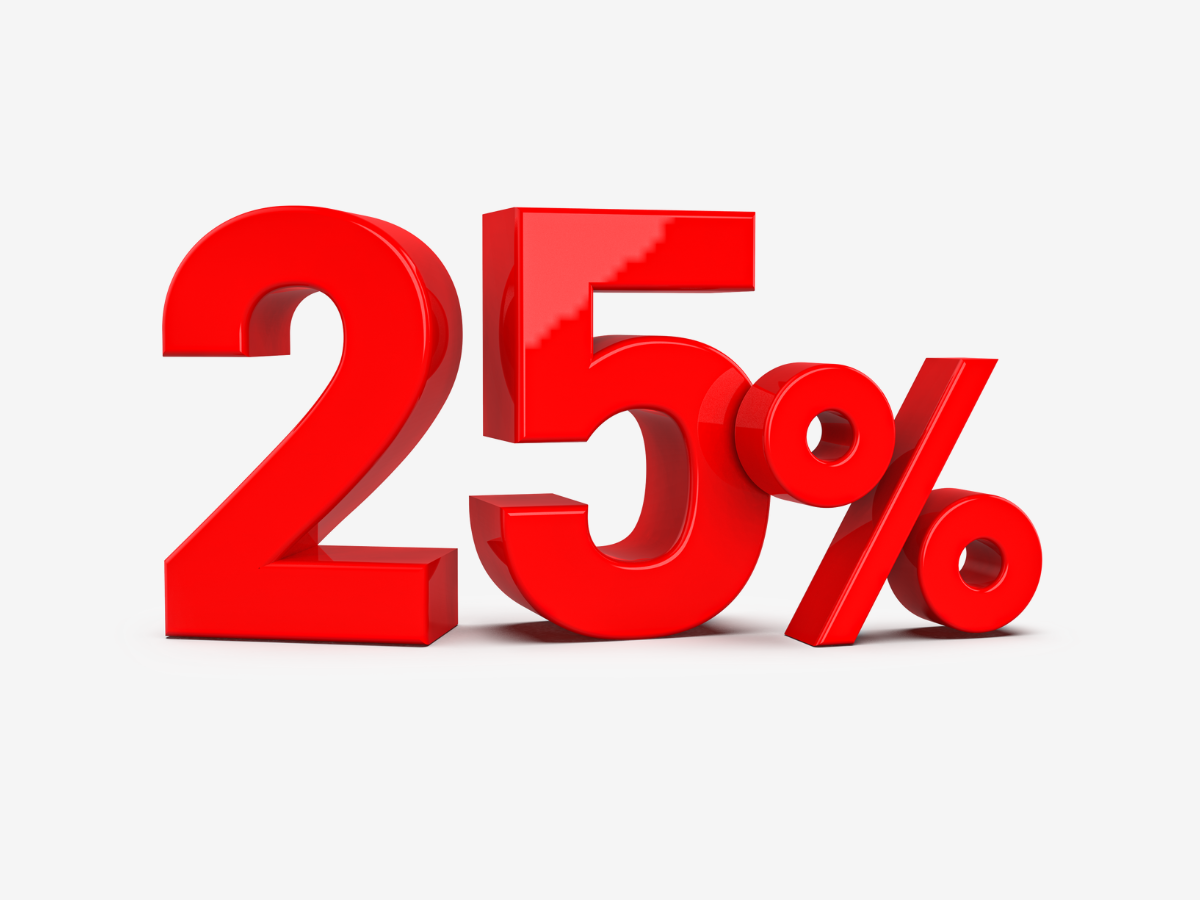 Image of text 25%