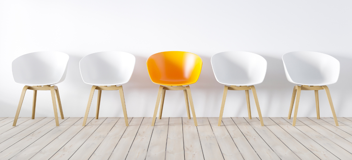 Image of orange and white chairs