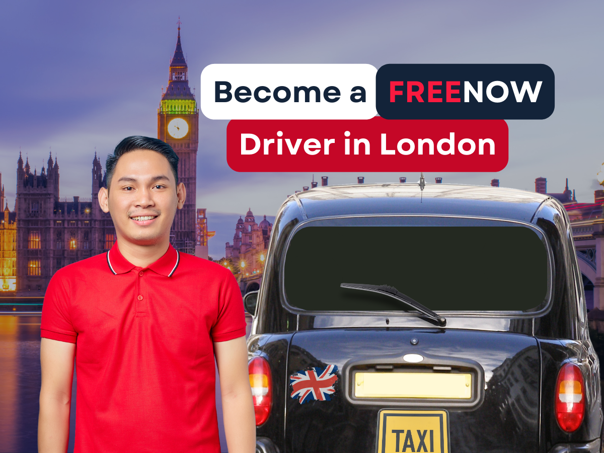 a man in a red shirt is standing in front of a taxi in london .