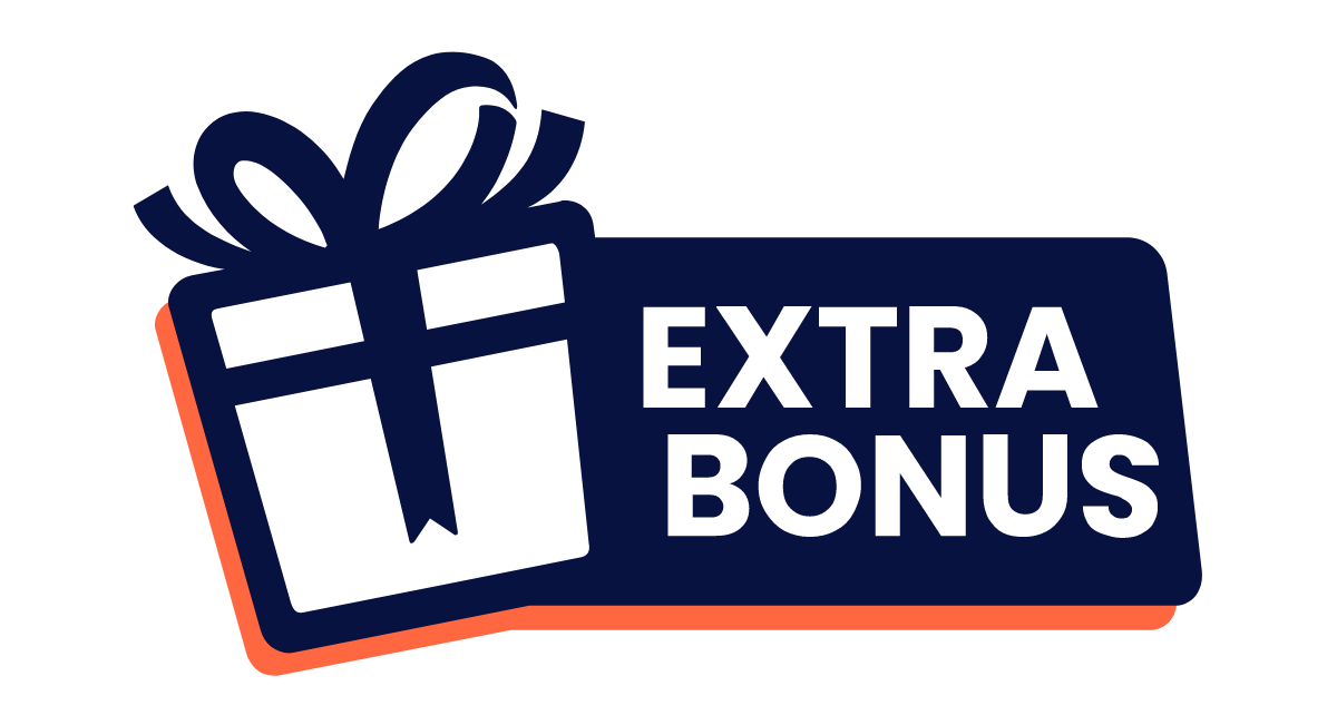 a logo for an extra bonus with a gift box 