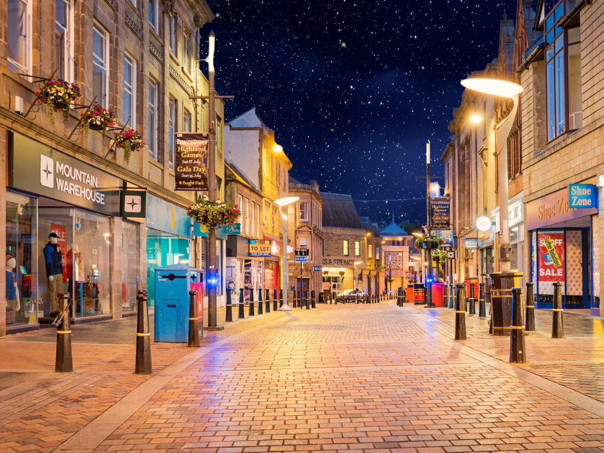 Image of UK High Street at Night