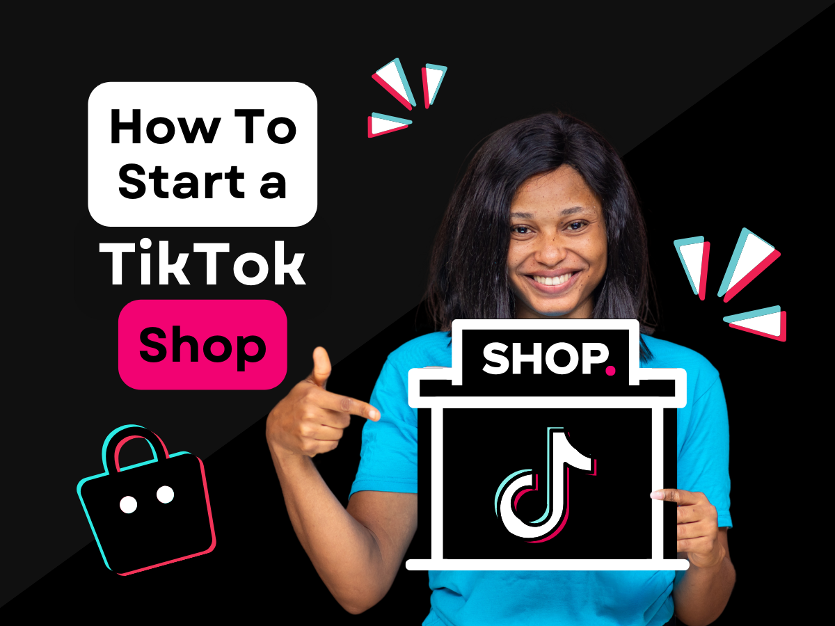 a woman is holding a sign that says `` how to start a tiktok shop '' .