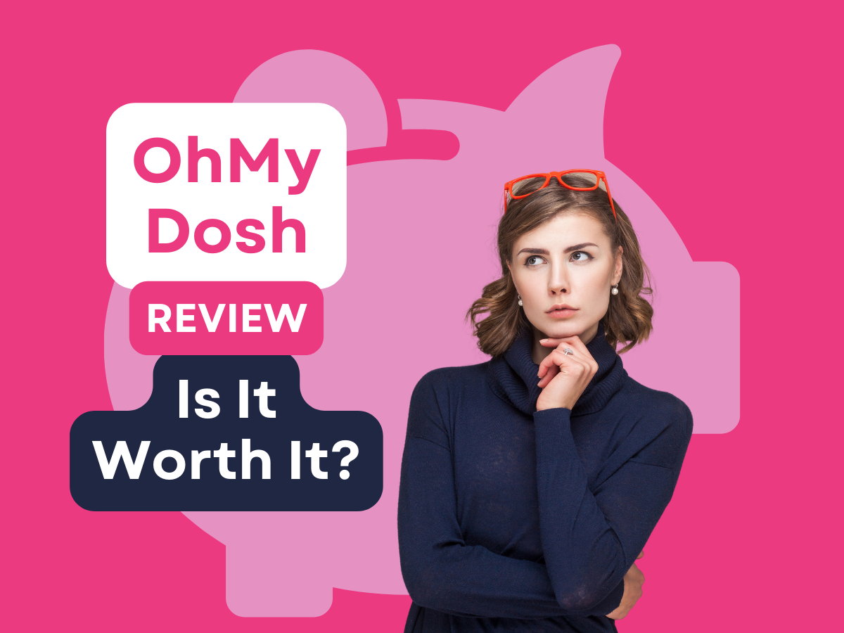 a woman standing in front of a piggy bank with the words oh my dosh review is it worth it