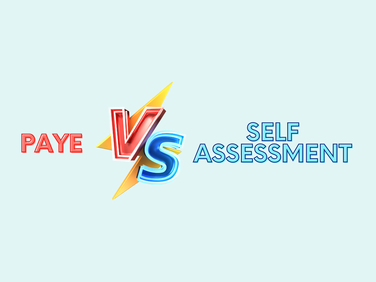 Image of graphic with text PAYE vs Self Assessment