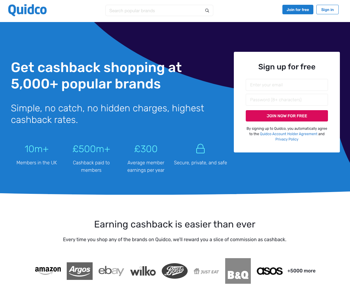 Image of Quidco Website