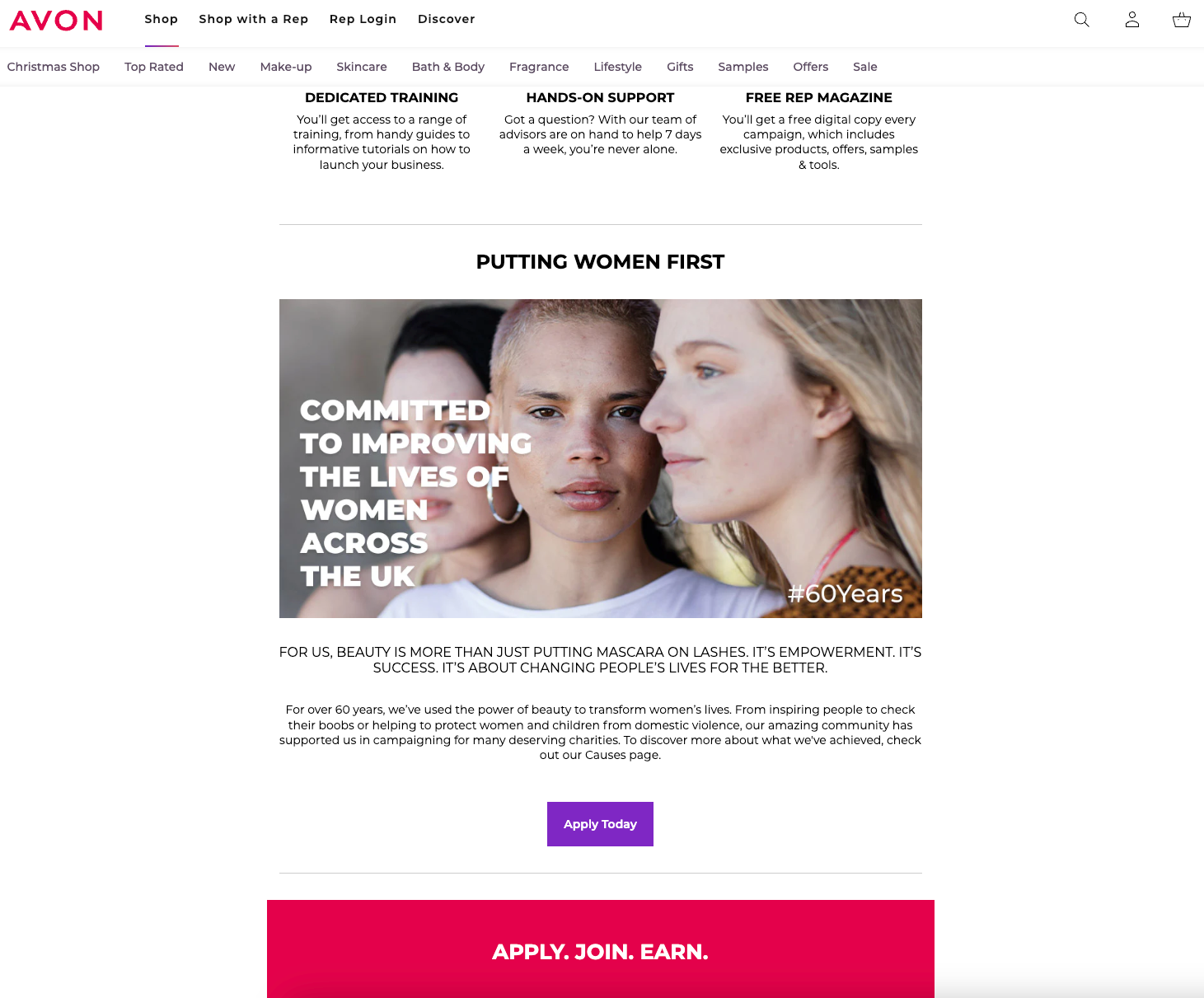 Image of Avon Website