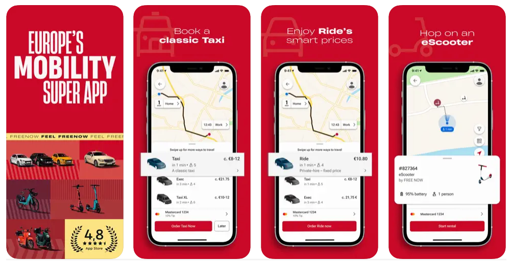 a screenshot of the Europe's mobility super app 