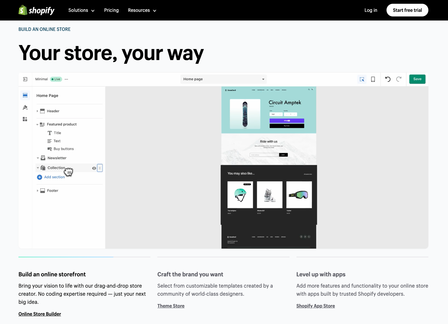 Image of shopify homepage