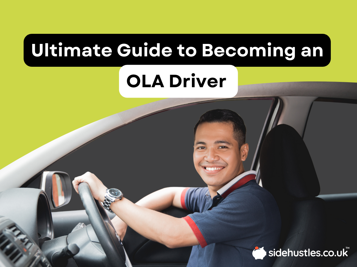a man is smiling while driving an ola car
