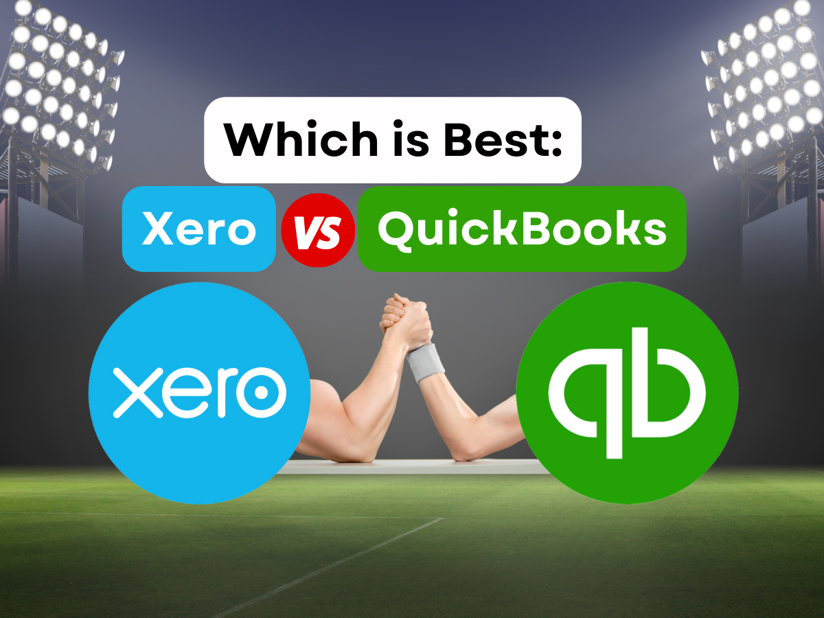 Image of an arm wrestling contest between Xero and QuickBooks