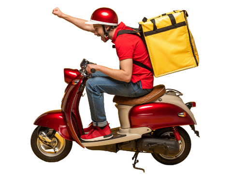 Image of a delivery food driver on a scooter