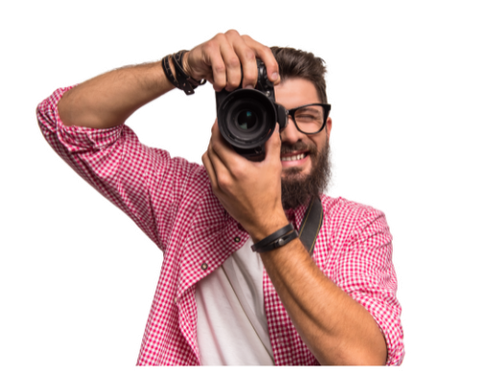 a man is taking a picture with a camera 