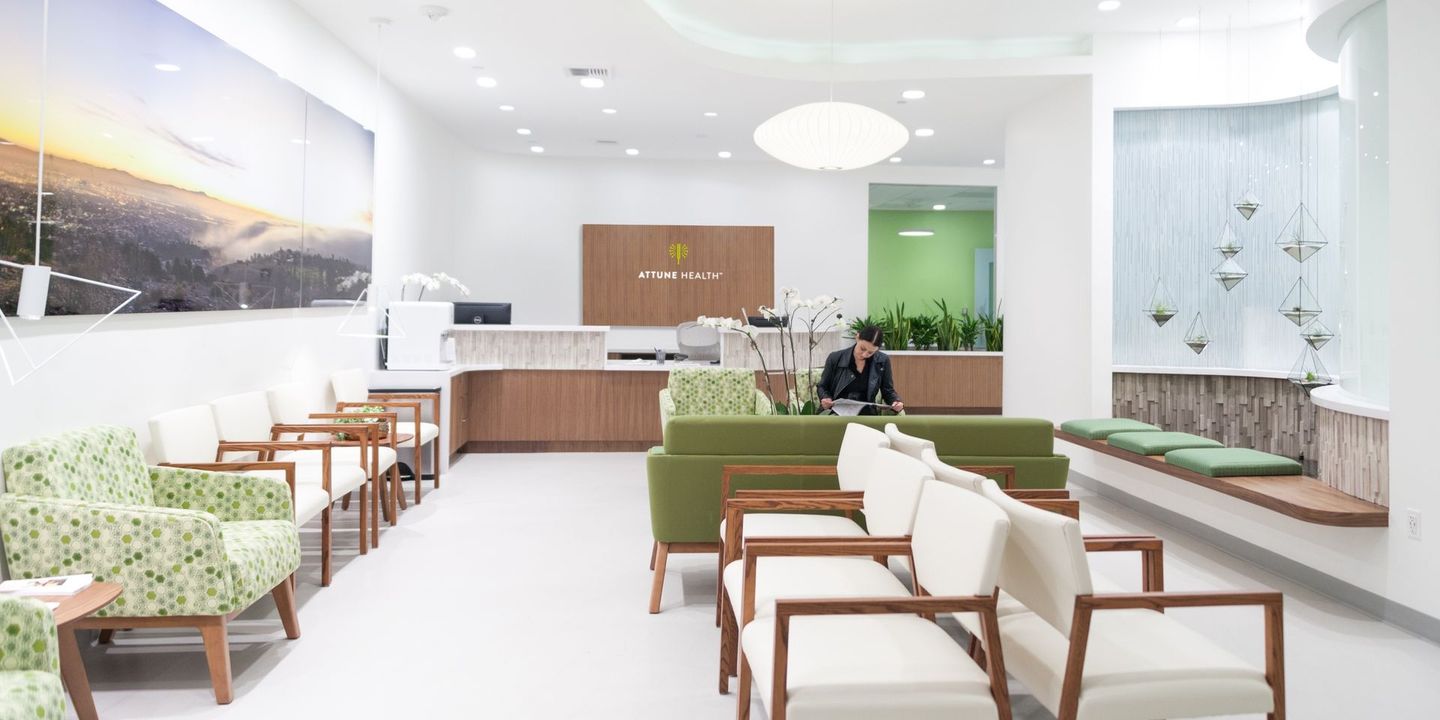 lobby of Attune Health autoimmune and inflammation care and research clinic in Los Angelese