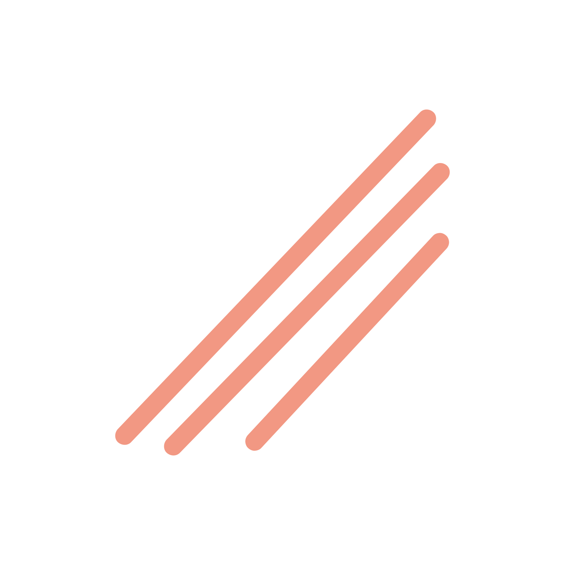 Tre linee parallele e angolate color corallo su uno sfondo bianco.