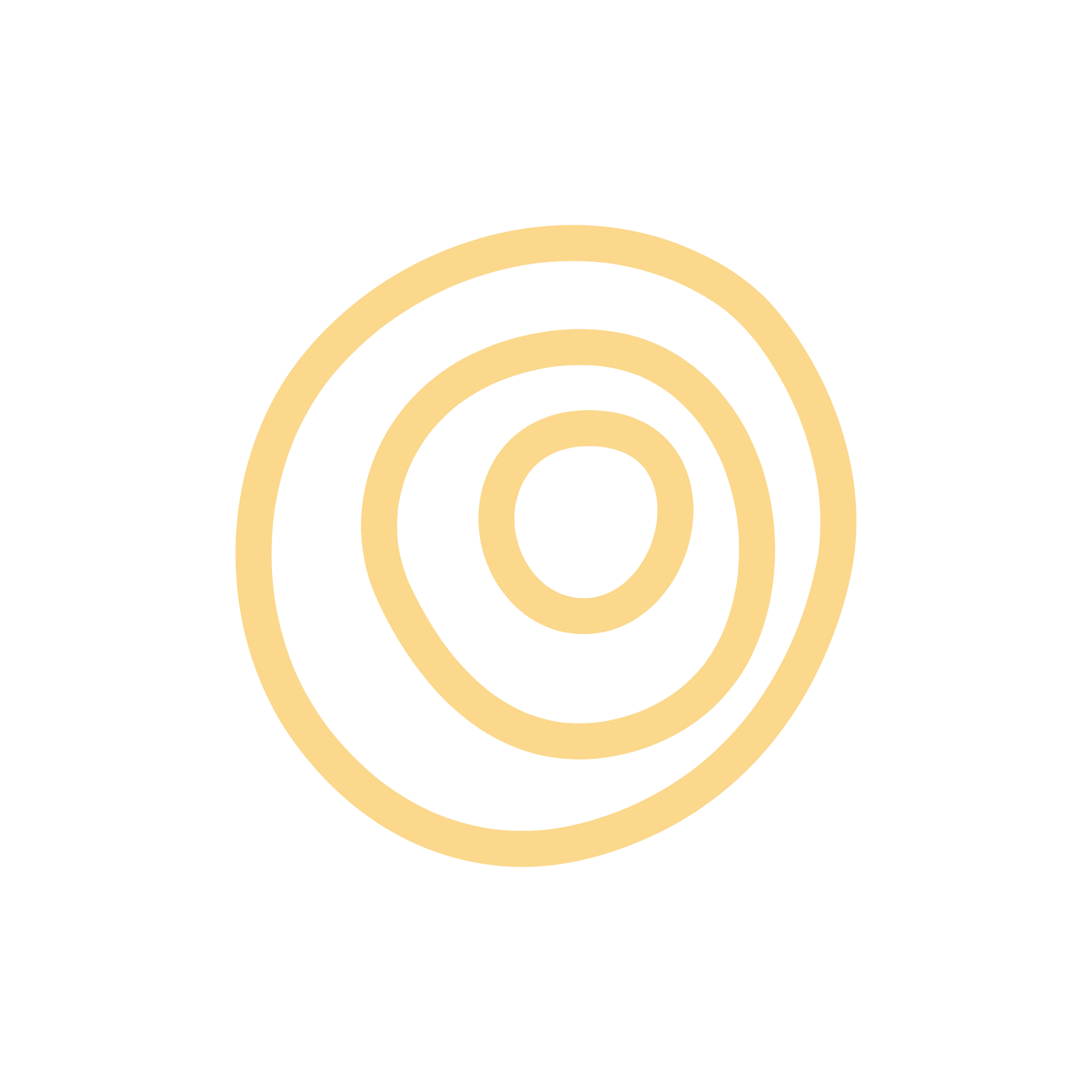 Cerchi concentrici, giallo pallido, su sfondo bianco.