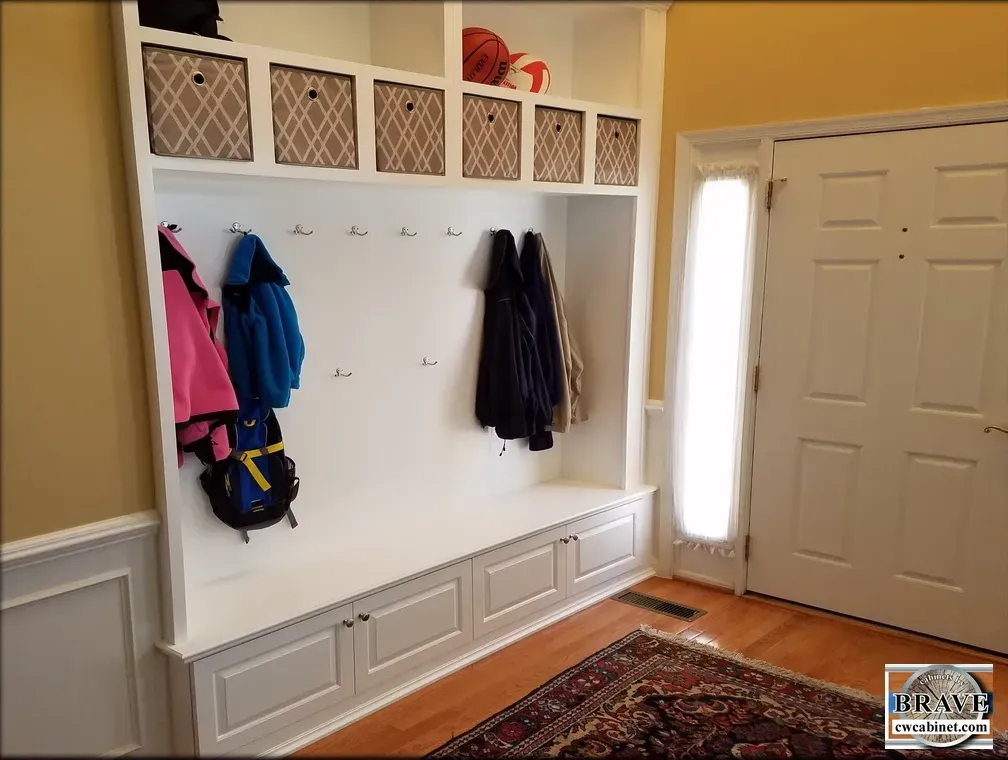 A picture of a hallway with a sign that says ' j.k. & j. ' on it