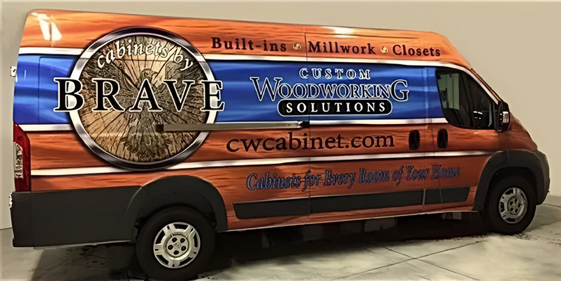 A van that says brave on the side of it