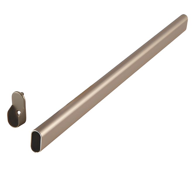 A metal pipe with a bracket attached to it